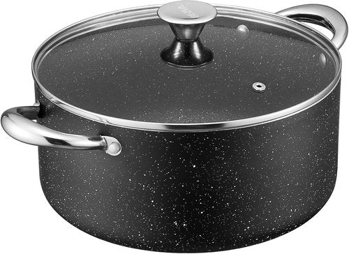 BEZIA 8 Quart Nonstick Stock Pot - Induction Compatible, Oven Safe, Perfect for Stews & Soups