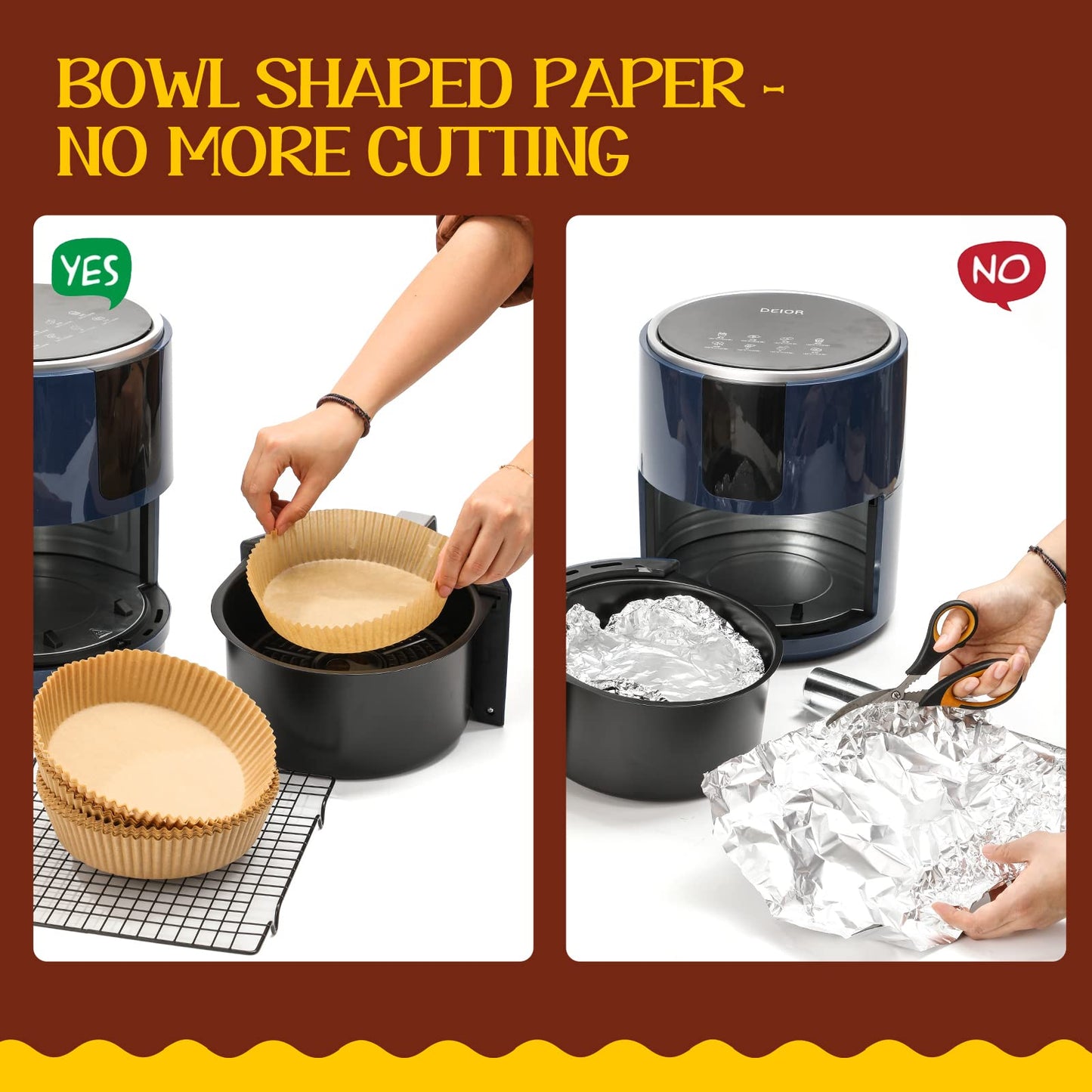 120 Pcs Air Fryer Disposable Paper Liner, 7.9-inch [ Fit 5-8 QT ], Non-stick Parchment Paper for Frying, Baking, Cooking, Roasting and Microwave - Unbleached, Oil-proof