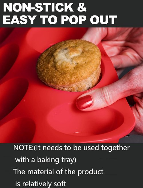 JEWOSTER Silicone Muffin Pan - 12-Cup Nonstick Baking Molds, BPA-Free | 2-Pack for Muffins & Cupcakes