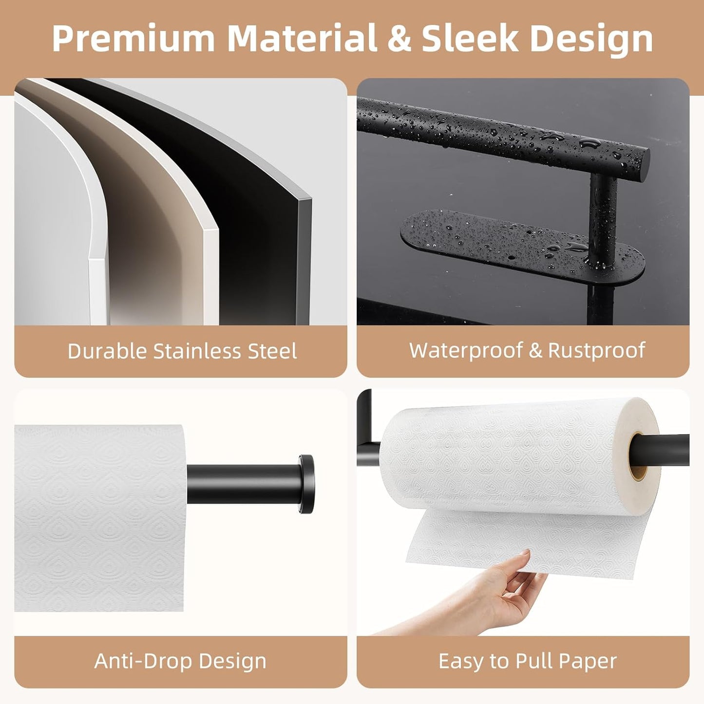 Stainless Steel Paper Towel Holder by [Brand Name] - Premium Under Cabinet Design | Versatile for Kitchen, Bathroom, and Pantry