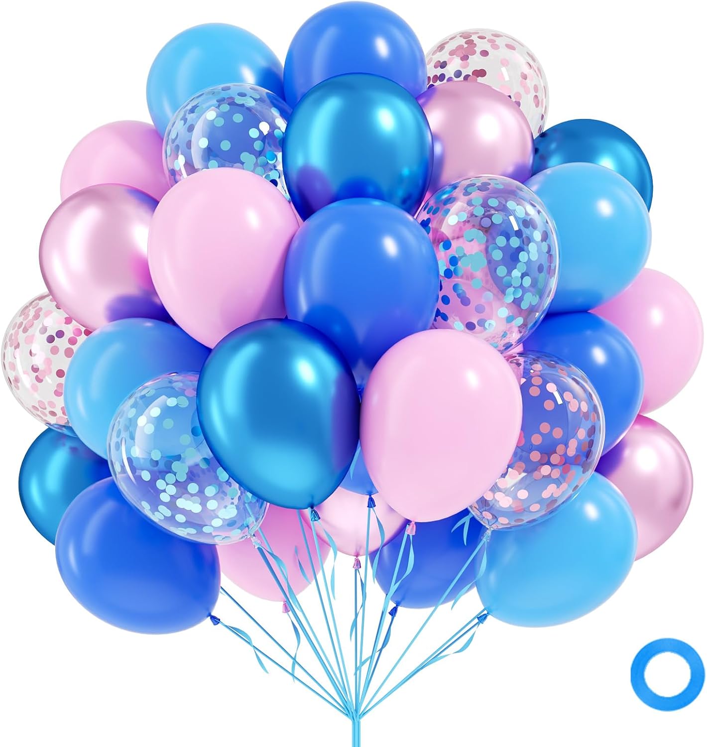 Skiennix 12-Inch Pink & Blue Balloons - Metallic Confetti for Gender Reveal & Baby Shower Decor