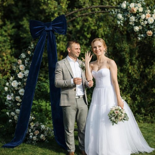 Canlierr Giant Velvet Bow Wall Decorations - 90x18 Inch Oversized Navy Blue Bow for Parties & Weddings