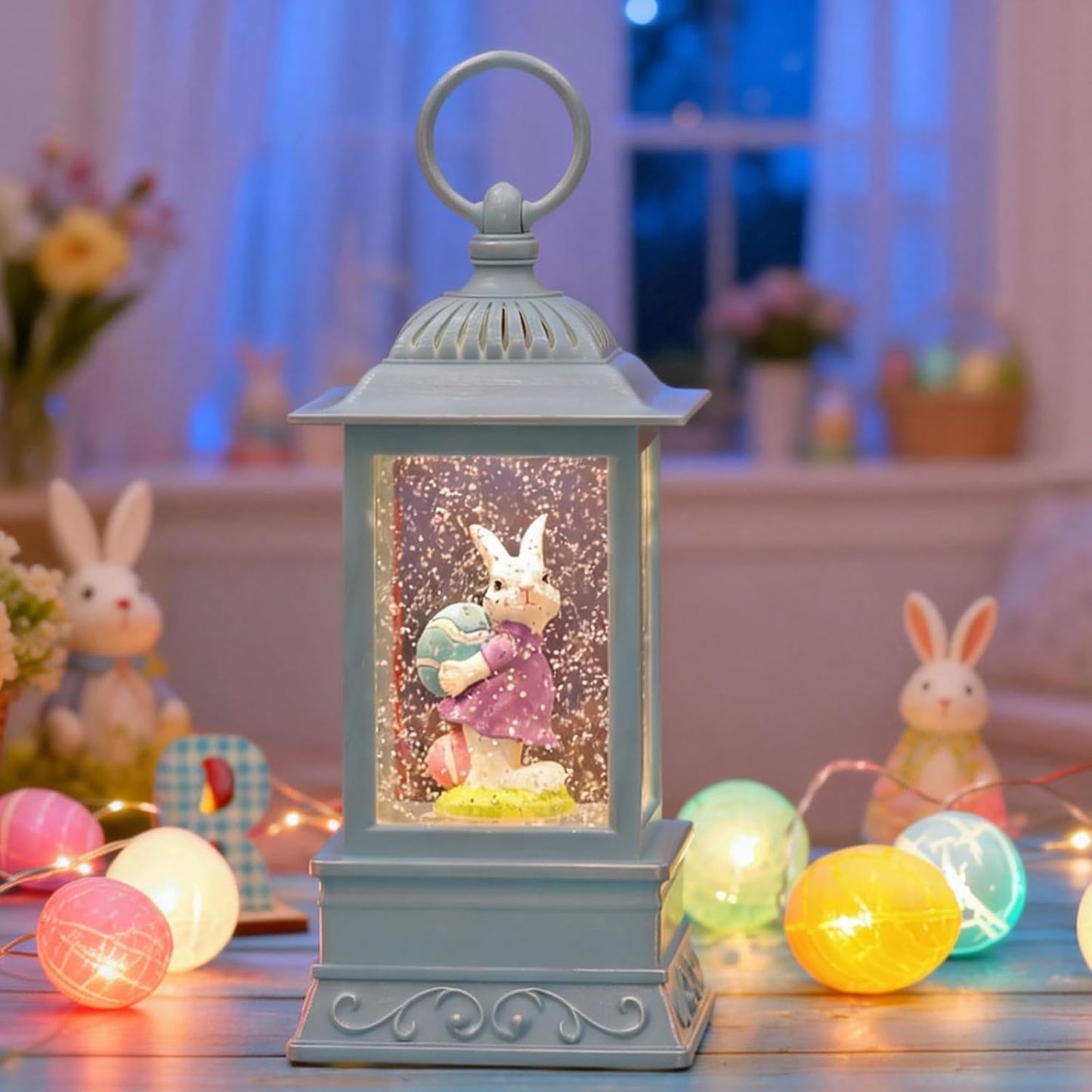 Lighted Glitter Bunny Snow Globe by Easter - Charming Spring Home Decor | Perfect for Festive Celebrations