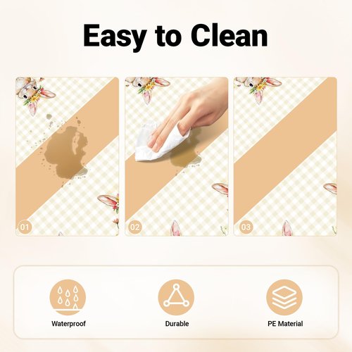 Childom 2 Pack Easter Tablecloth,Easter Decorations 54" x 108" Disposable Plastic Tablecloth,Bunny Table Cloth Checkered Decorations,Plastic Table Cover for Party Supplies,Indoor,Outside,Home,Dinner