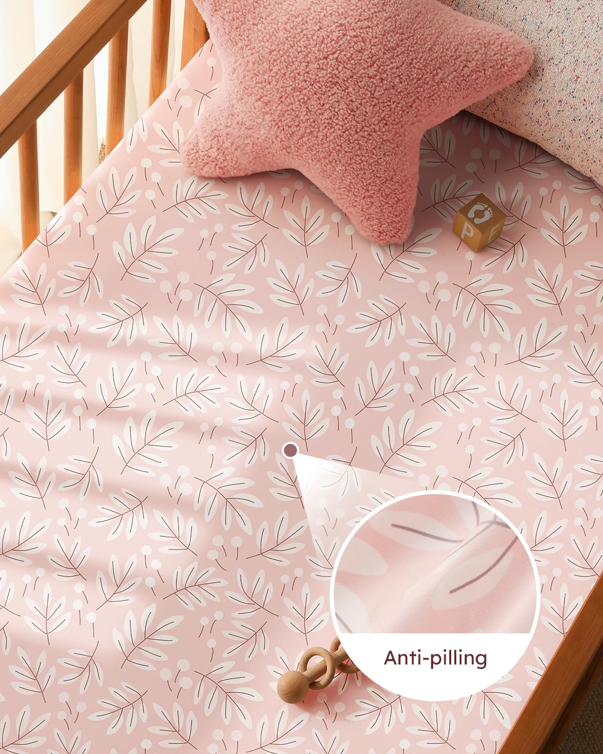 Unnivoll Fitted Baby Crib Sheets - Soft Microfiber 3-Pack for Standard Crib & Toddler Mattress | Pink Floral Design, 28x52x8in
