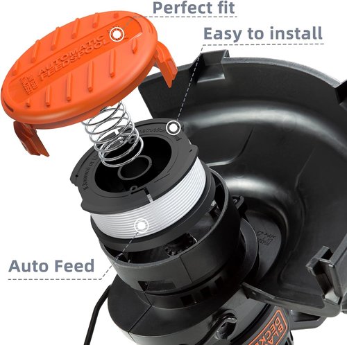 Black & Decker Weed Eater String - 24 Pack AF-100 Replacement Spools & Caps | 0.065'' 30FT Automatic Feed
