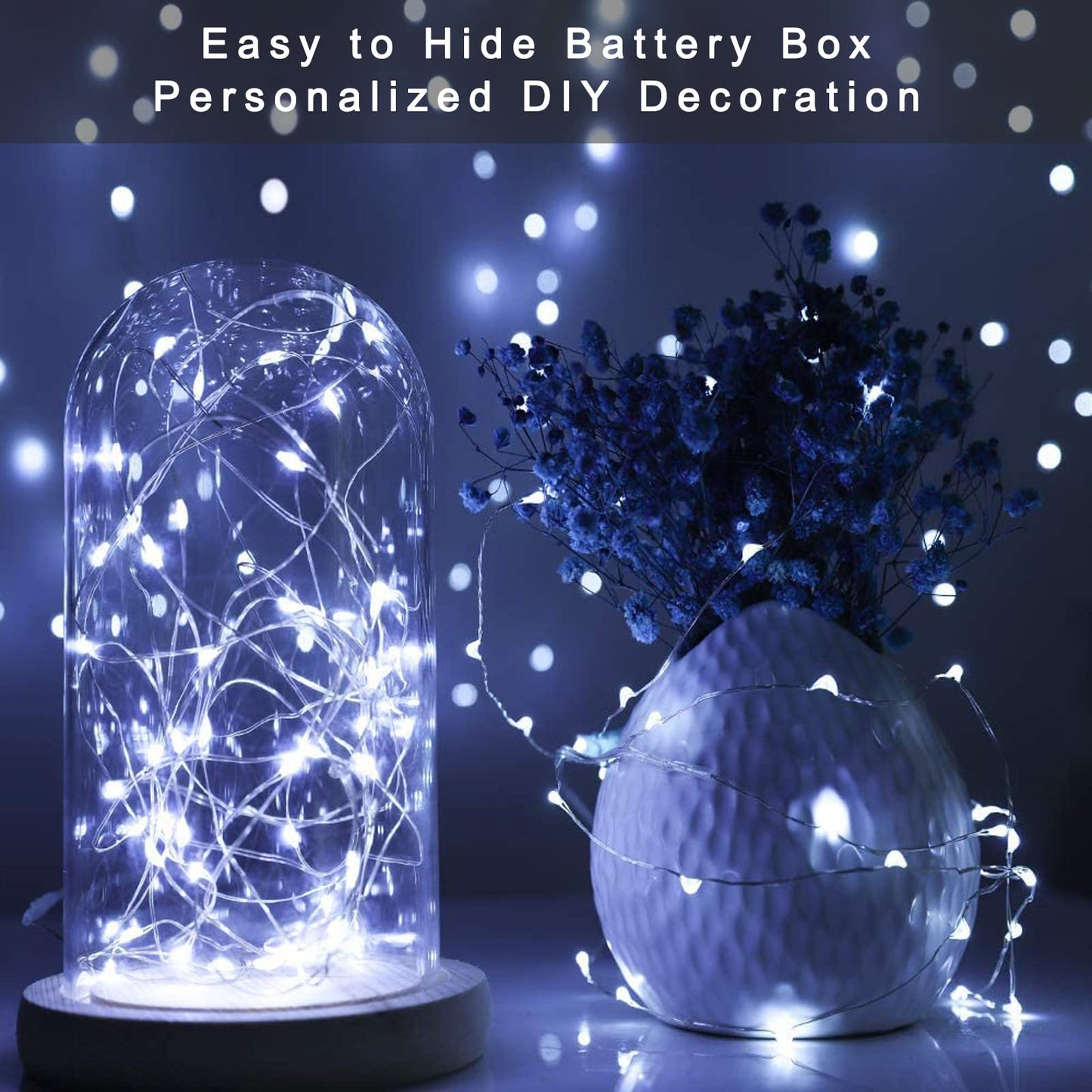 Ostwiki Cool White Fairy Lights Battery Operated String Lights 6 Pack Mini Lights, 20 LED 7ft Twinkle Firefly Starry Lights for DIY Craft Mason Jar Bedroom Wedding Party Table Christmas Decoration