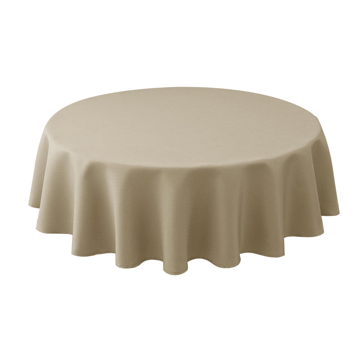 Biscaynebay Textured Fabric Round Tablecloths 60" for Round Tables diameters from 28" to 48", Natural Water Resistant Folding Table Covers Washable for Dining, Kitchen, Wedding, Parties etc