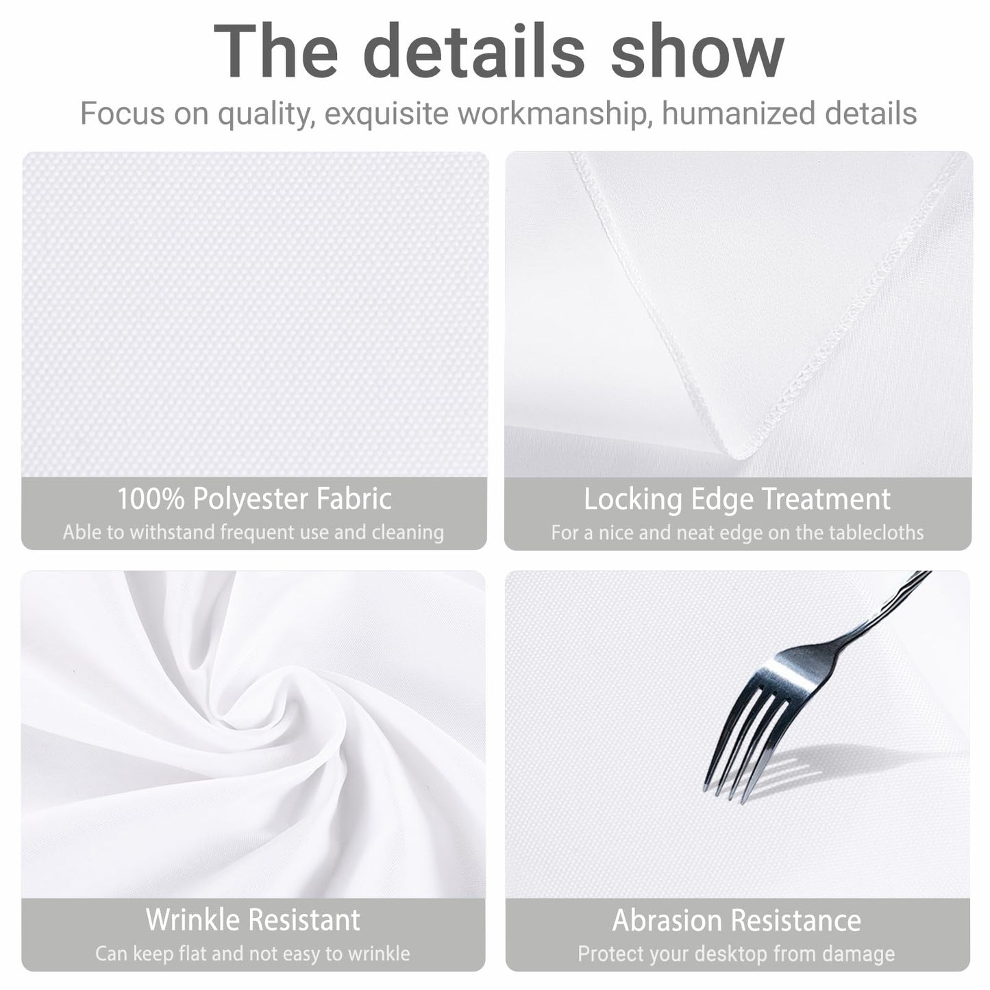MRJ Polyester Tablecloths for Rectangle Tables 70 X 120 Inch White Washable Table Clothes for Cafe Camping Housewarming
