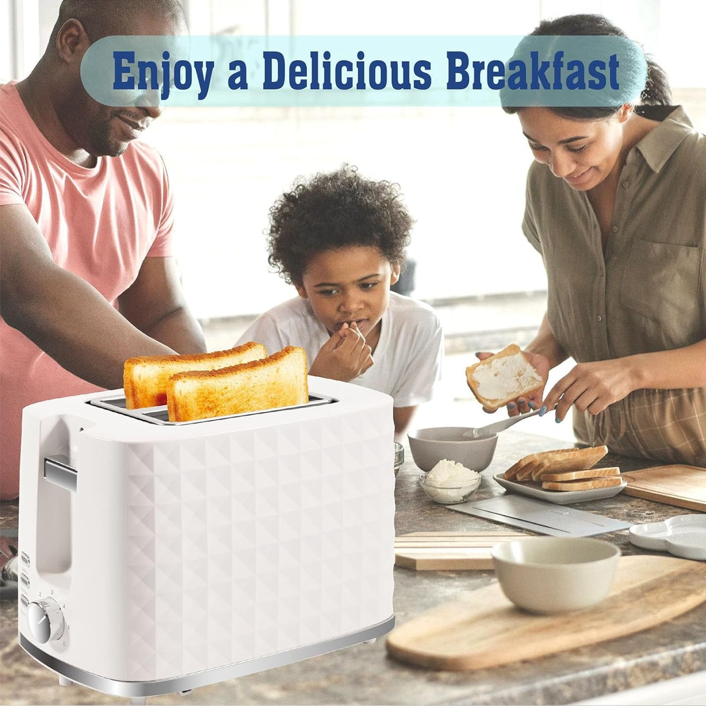 Skiennix 2-Slice Toaster - Wide Slot with Cancel, Bagel & Defrost Functions | Removable Tray & 6 Settings, Beige