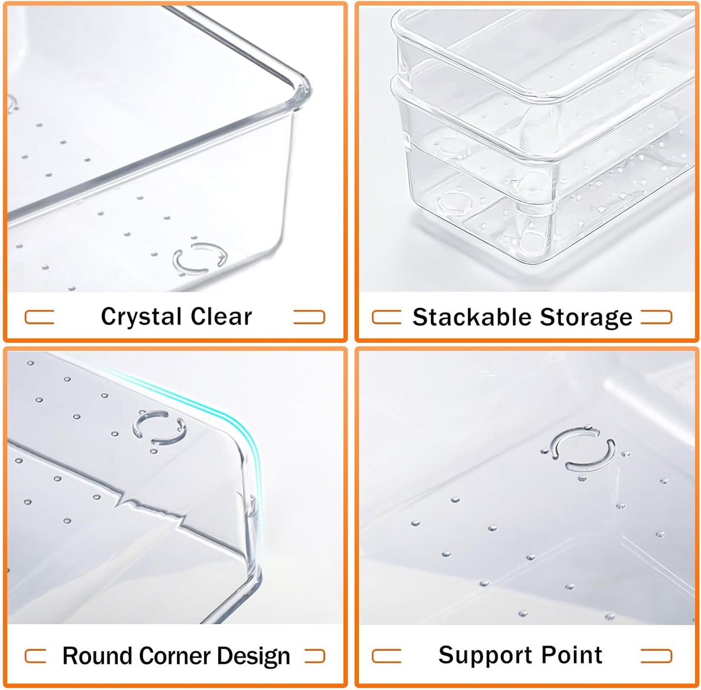 YFXCVSL Drawer Organizer Set - 30 PCS Clear Storage Bins for Makeup, Jewelry & Gadgets | 4 Sizes