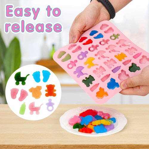 2 Pack Baby Shower Chocolate Molds, Babies Silicone Candy Molds with Onesie Feet Pacifier Cradles Bear Bottle, Babies Chocolate Molds for Party Cake Candy Gummy Cupcake Topper Decorations (Baby)