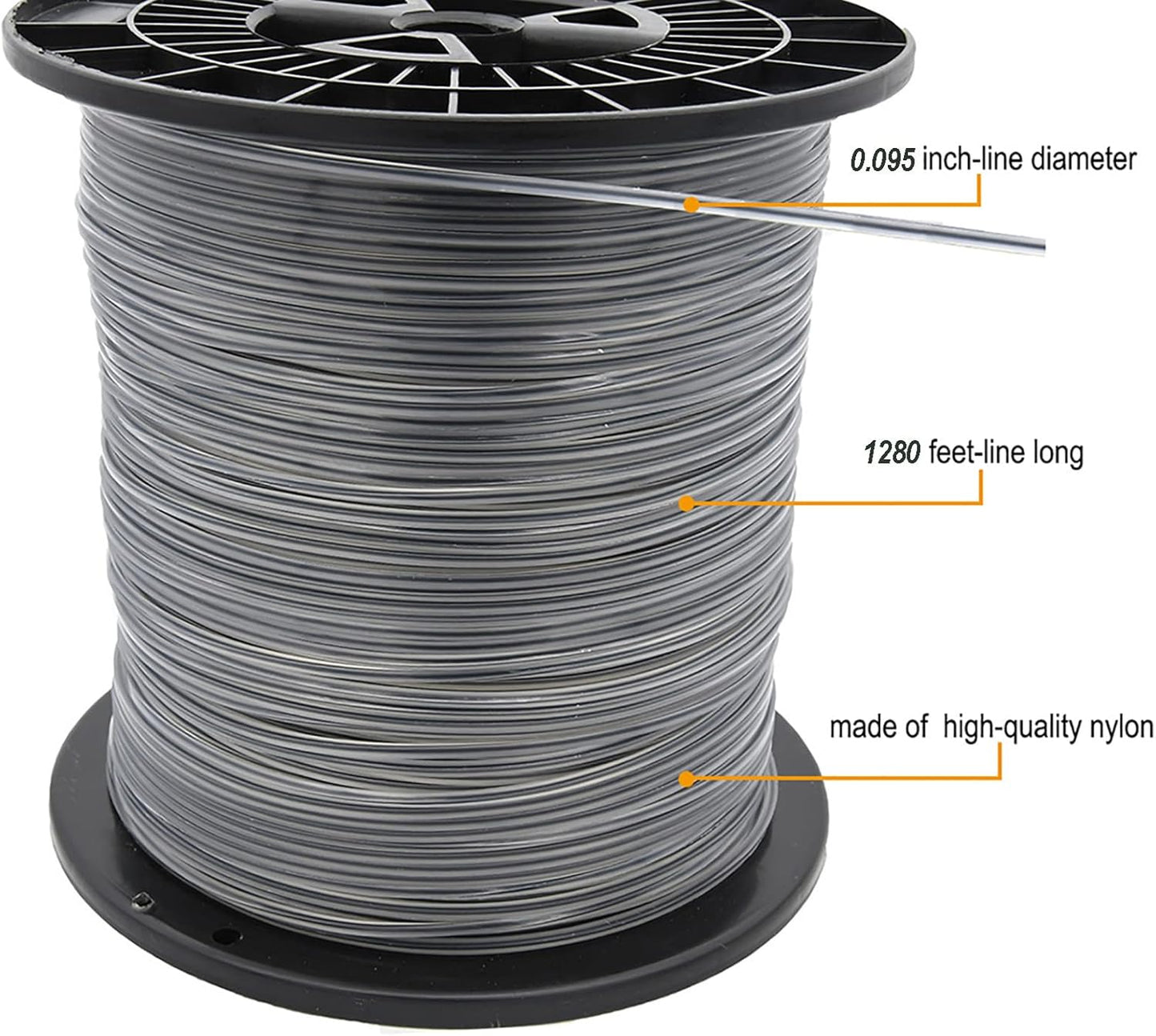 KAKO 095 Trimmer Line - 0.095 Inch Commercial Square String - 1280 Ft, 5 Lbs for Most Trimmers