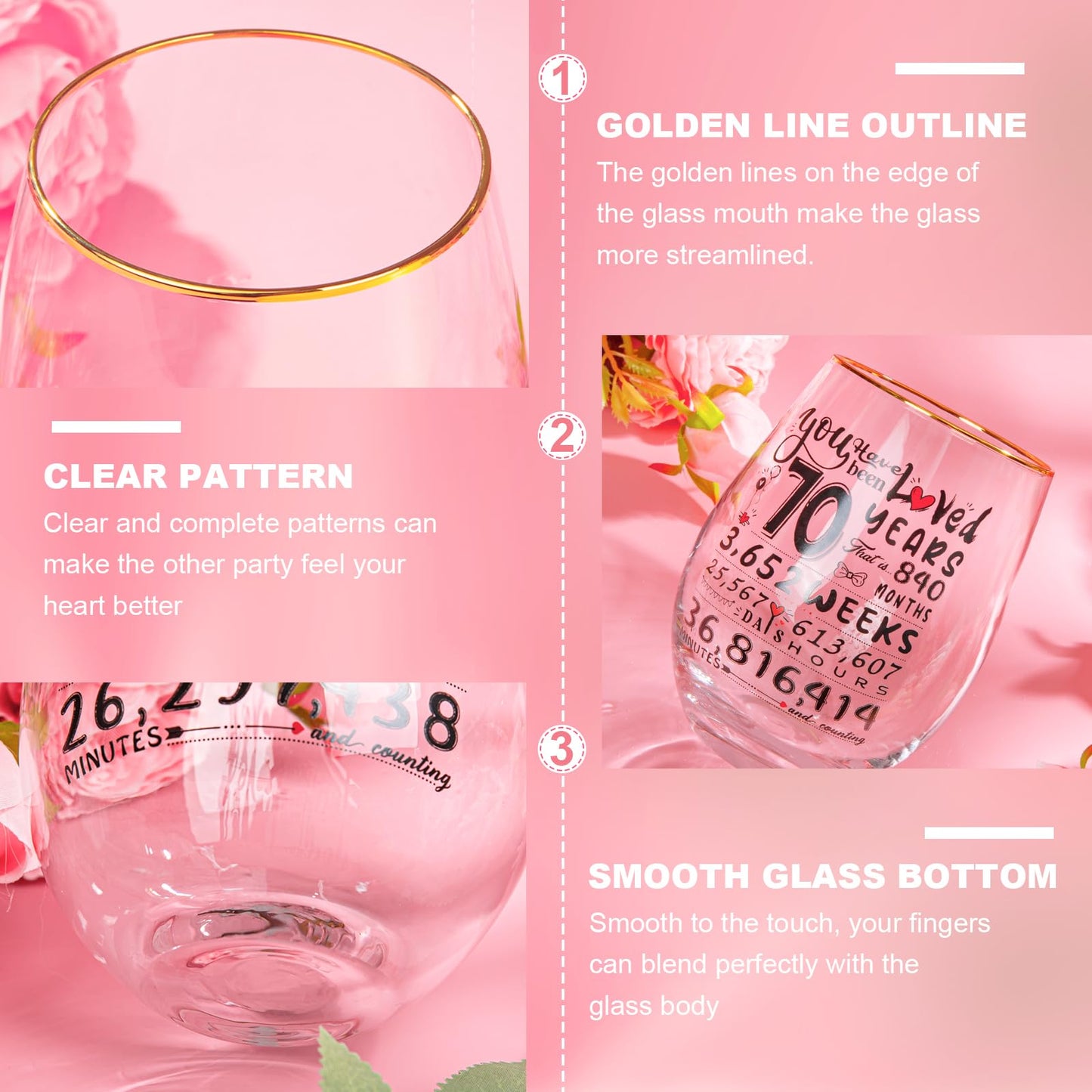 70th Birthday Gifts for Women - Funny 1955 Engraved Ideas for Friend, Sister, Mom - Decorations Present - Time Commemoration Wine Glass 18 oz