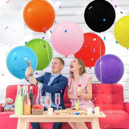 18 Inch Big Balloons Assorted Large Latex Balloon, 24pcs Giant Heavy Duty Balloons for Christmas Birthday Wedding Baby Shower Decorations