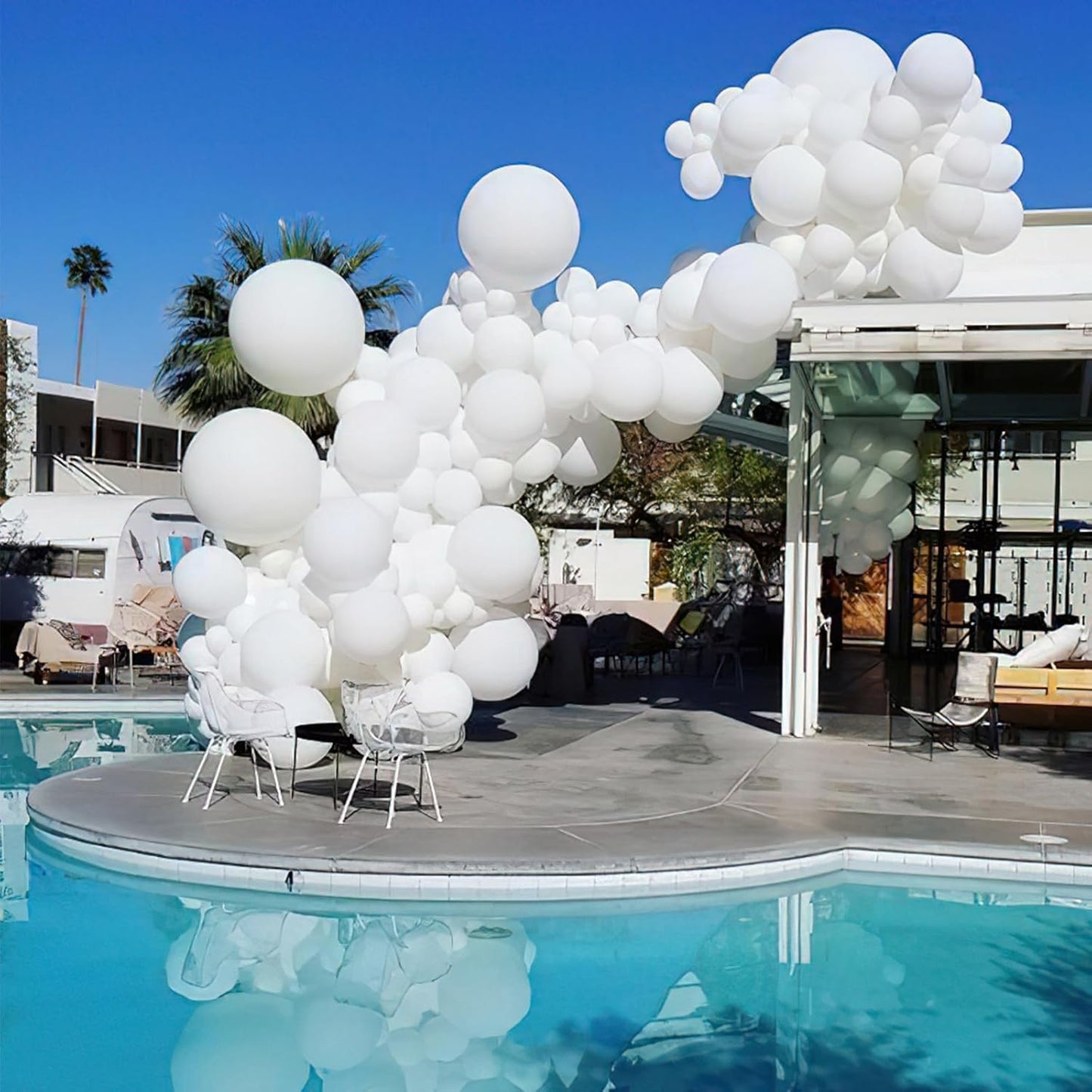 PartyWoo White Balloons - 100 Pcs 12 Inch & 5 Inch Matte Balloons for Celebrations