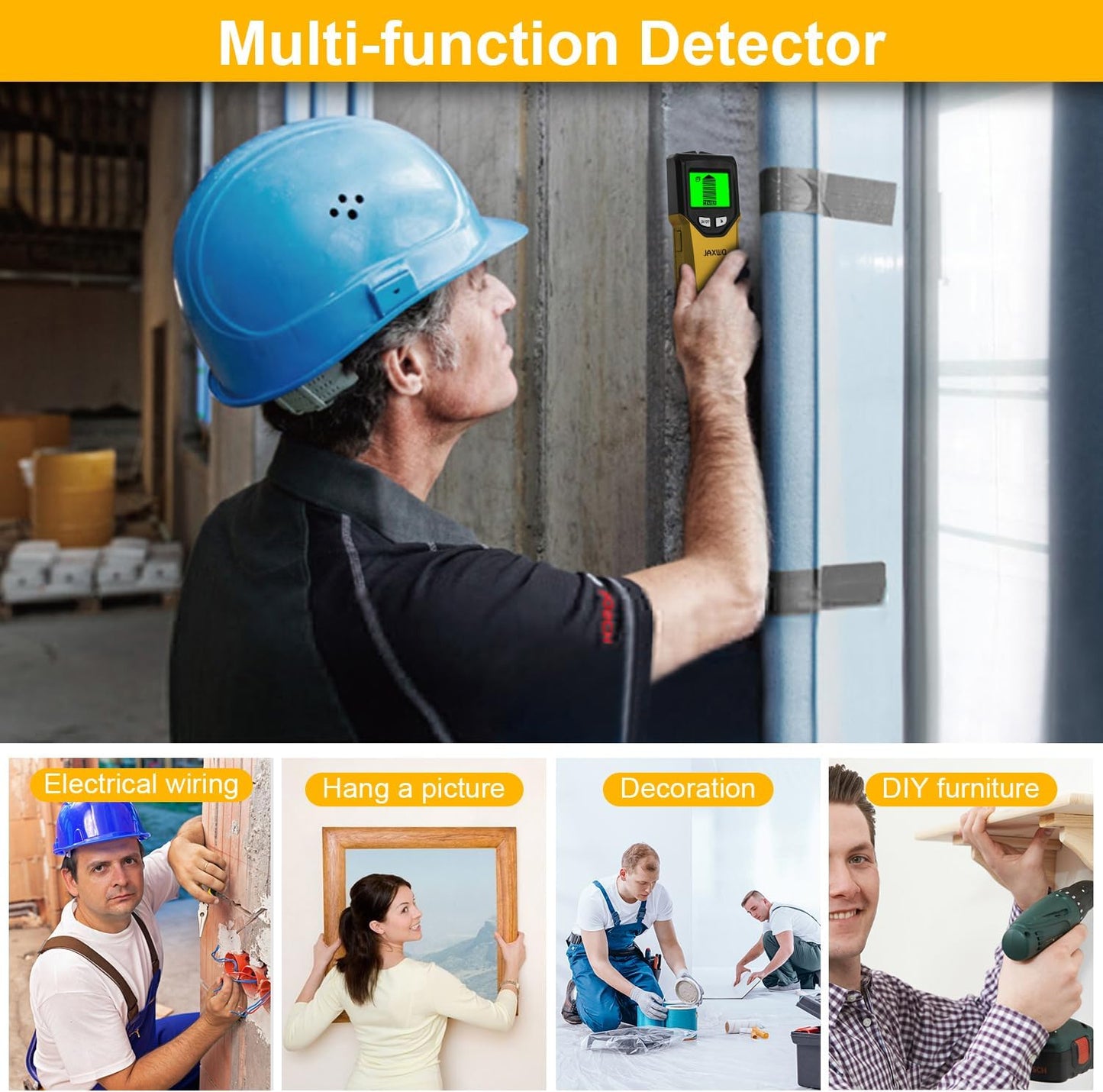 Skiennix Stud Finder Wall Scanner - 5-in-1 Tool with Microprocessor Chip & HD LCD Display | Yellow Pear