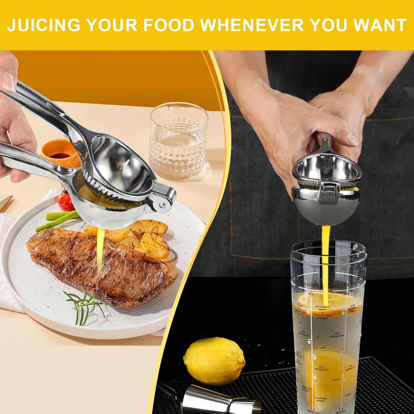 TEZZ Premium Lemon Squeezer - Heavy Duty Metal Hand Press Juicer for Citrus | Large Size