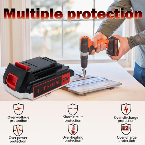 Black & Decker 20V Lithium Replacement Battery - High-Capacity 4.0Ah for Extended Run Time | 2-Pack