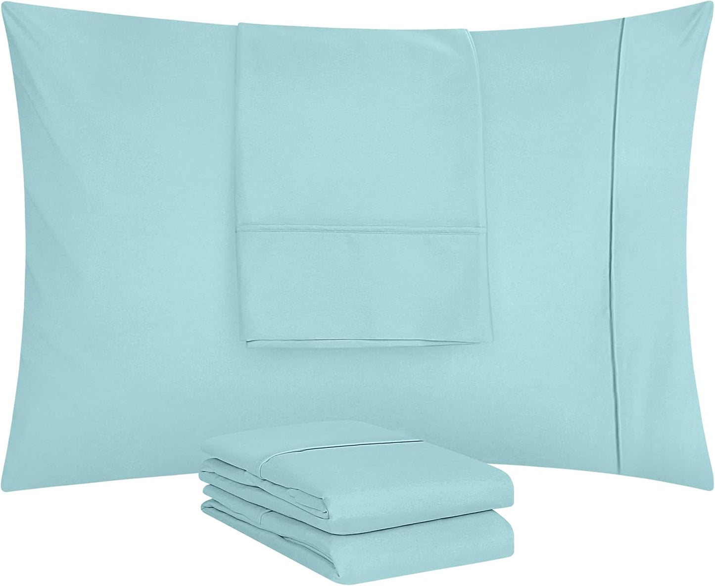 Utopia Bedding Standard Pillow Cases - 4 Pack - Soft Brushed Microfiber | Fade Resistant 20 x 26 Inches (Spa Blue)
