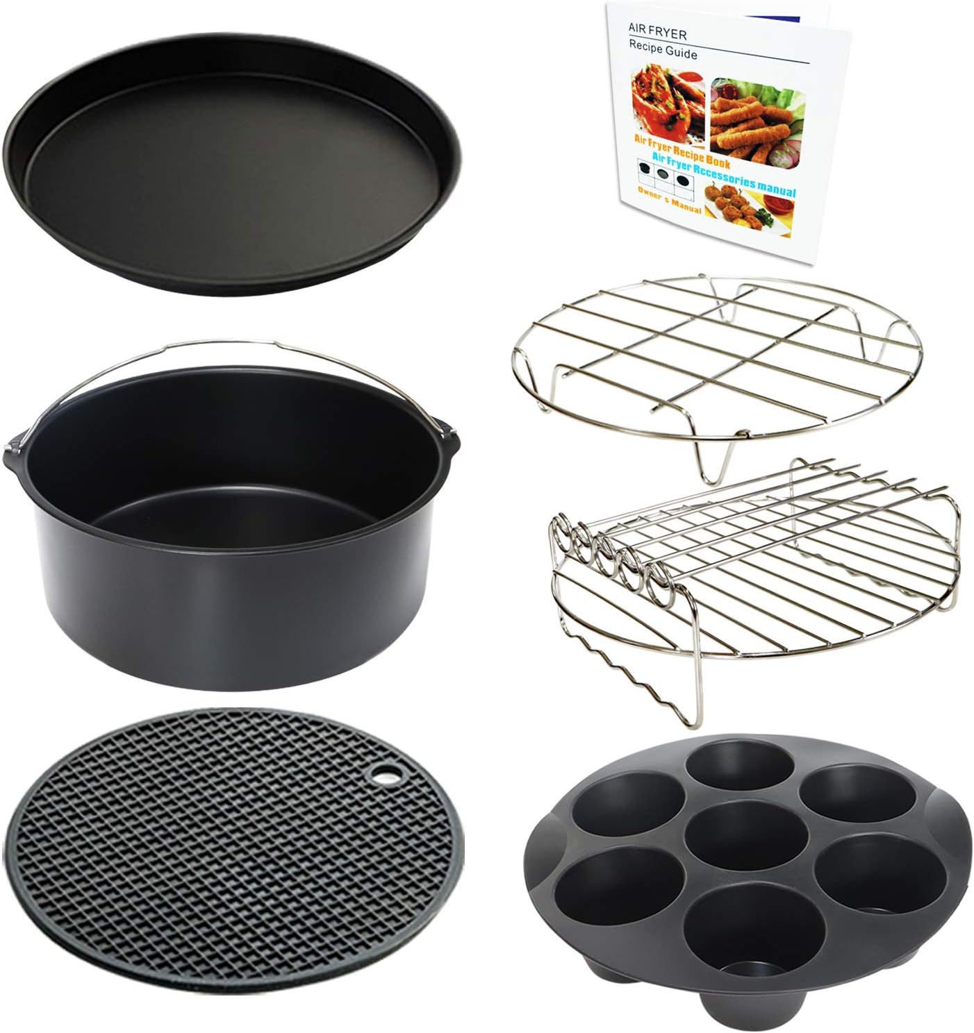 Phillips Air Fryer Accessories Set - 7-Piece Kit with Egg Bites Mold, Pizza Pan & More for 3.5Qt-5.8Qt Models