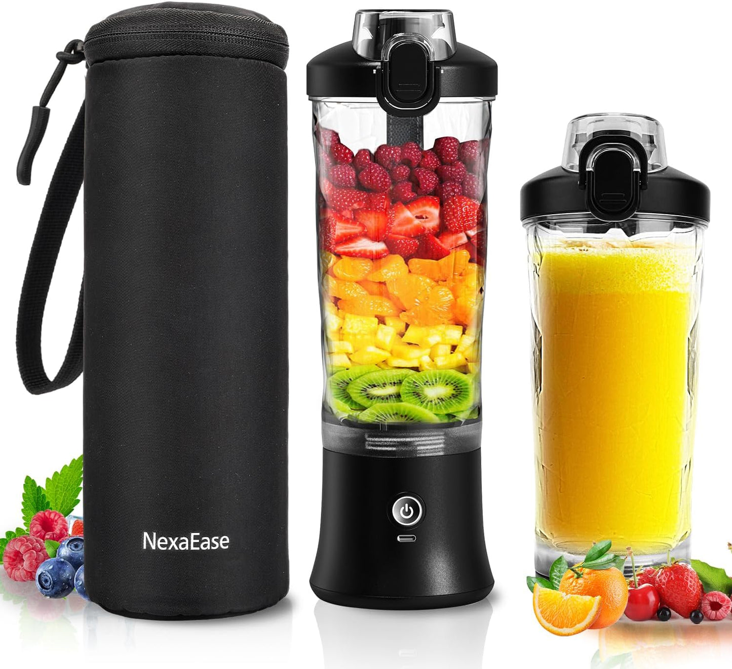 Portable Blender - 20 OZ Personal Juicer for Shakes & Smoothies | USB-C Rechargeable with Insulated Sleeve