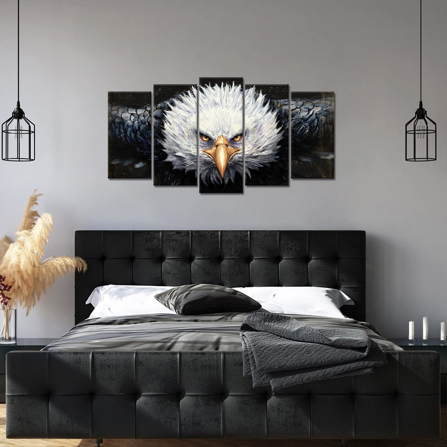 DuoBaorom Black and White Wall Art Bald Eagle Bird Picture 5 Pieces Painting
