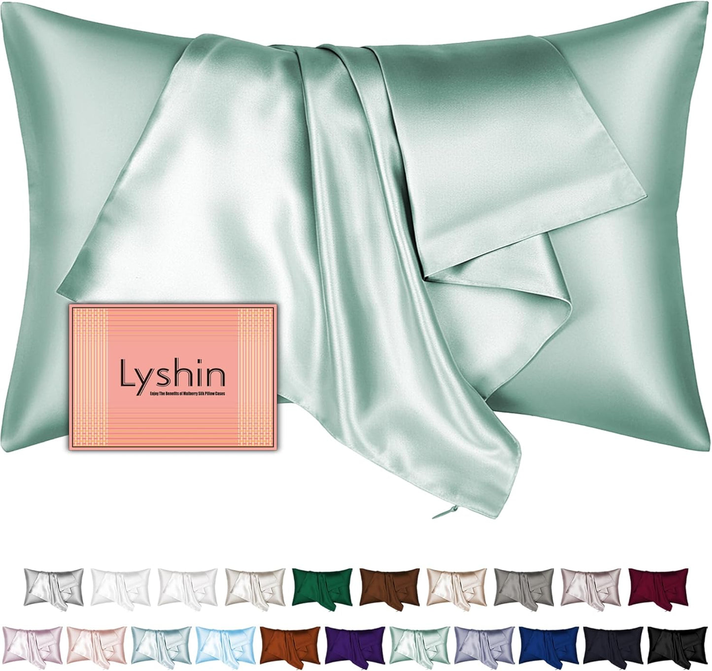 Skiennix Mulberry Silk Pillowcase - Standard Size, Hidden Zipper, Soft & Breathable, Sage Green