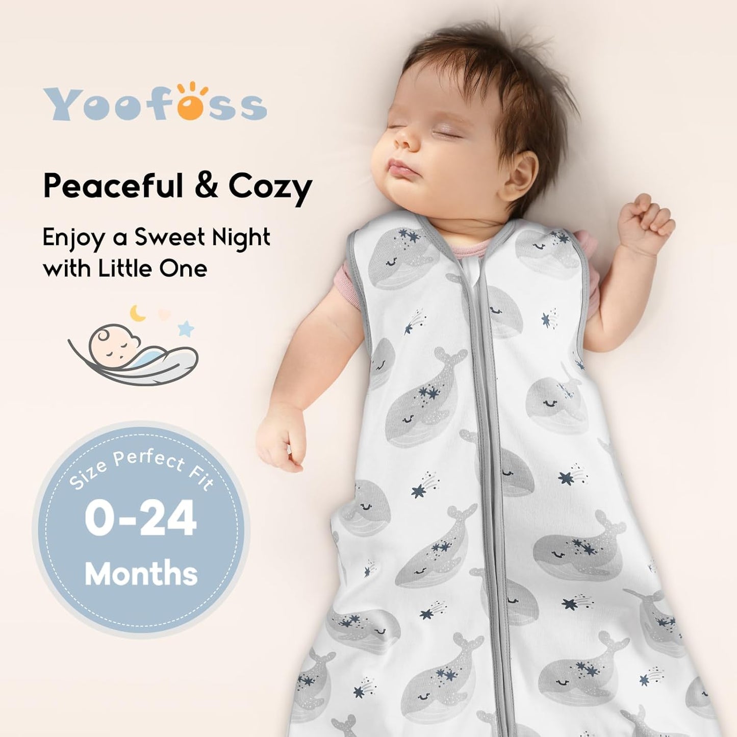 Yoofoss Baby Sleep Sack - 0-6 Months 0.5 Tog Wearable Blanket | 3-Pack Organic Cotton, Lightweight Design