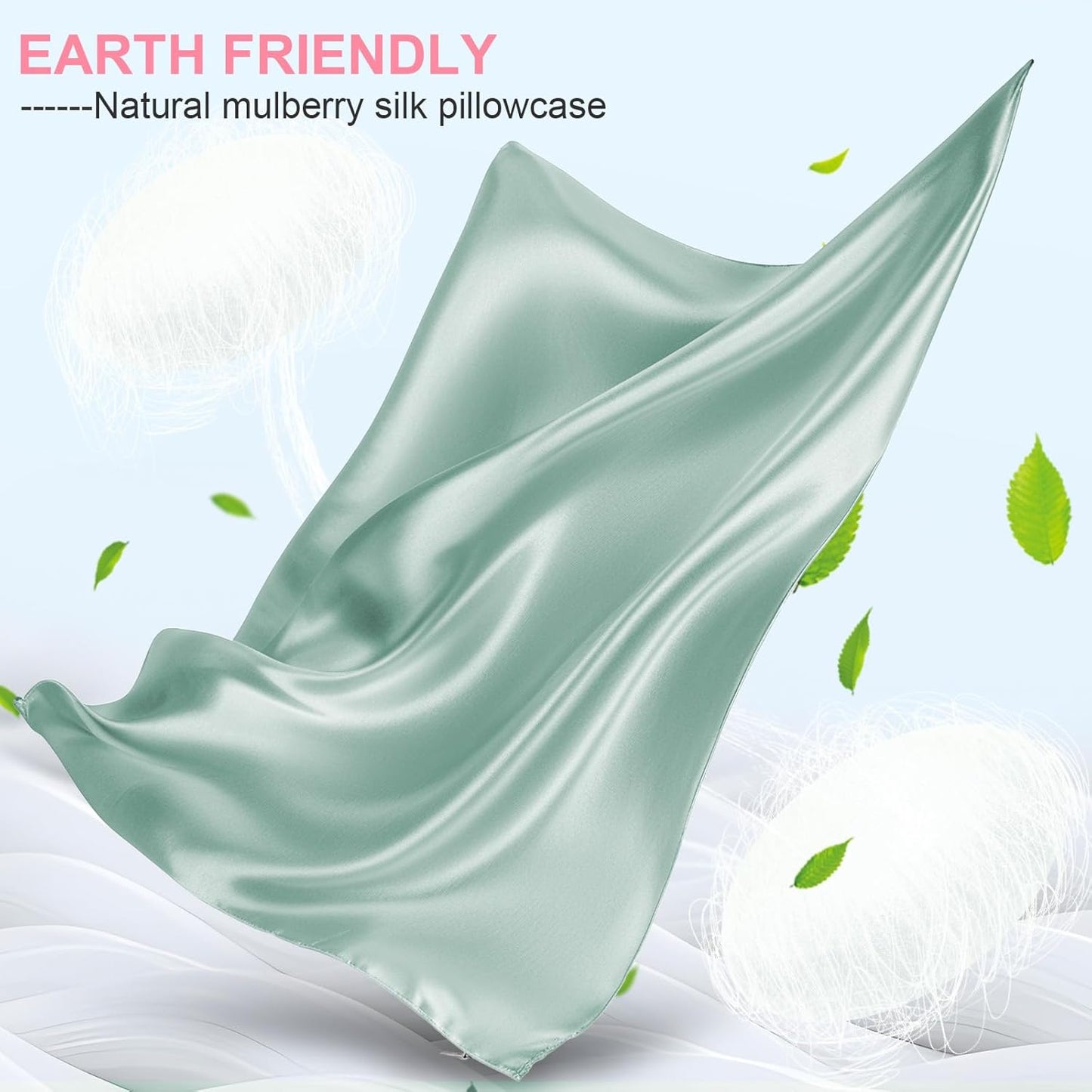 Mulberry Silk Pillowcases by Skiennix - King Size 2-Pack | Hidden Zipper, Soft & Breathable, Sage Green