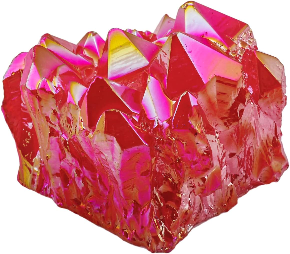 Red Titanium Coated Quartz Geode Druzy Crystal Cluster Specimen - 0.2-0.3lb