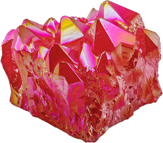 Red Titanium Coated Quartz Geode Druzy Crystal Cluster Specimen - 0.2-0.3lb