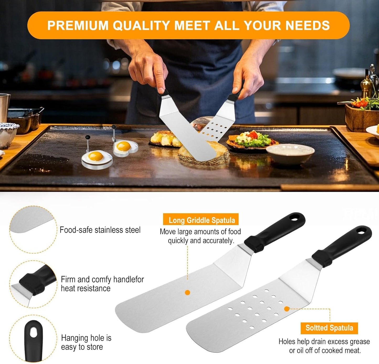 Skiennix 30-Piece Griddle Accessories Kit - Essential Flat Top Grill Tools for Outdoor Barbecue