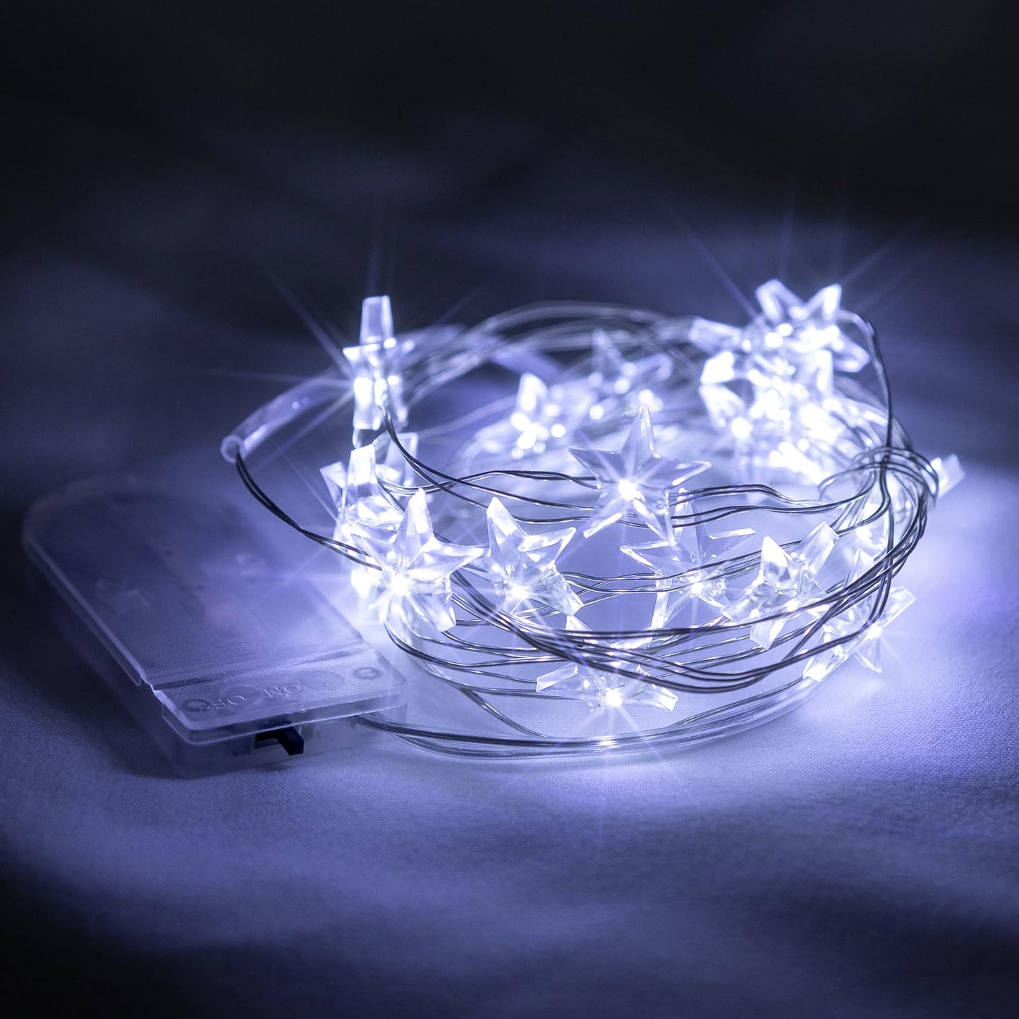 ZELUXDOT 6 Packs 6.6ft 20 LEDs Star Fairy Lights Battery Operated,Mini Star String Lights,Waterproof Twinkle Starry Light for DIY Bottle Table Christmas Ramadan Wedding Halloween Decor,Cool White