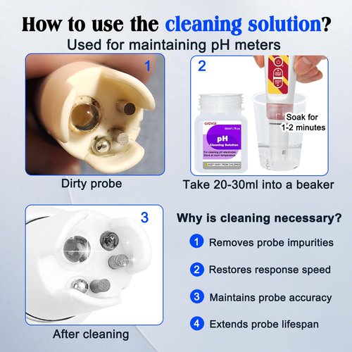 GIDIGI pH Buffer Calibration Solution 4.00/6.86/9.18 pH Calibration Kit with Cleaning Solution Small Portable Packaging Pre-Mixed Standard Liquid for pH Meters Hydroponic Tester Laboratory