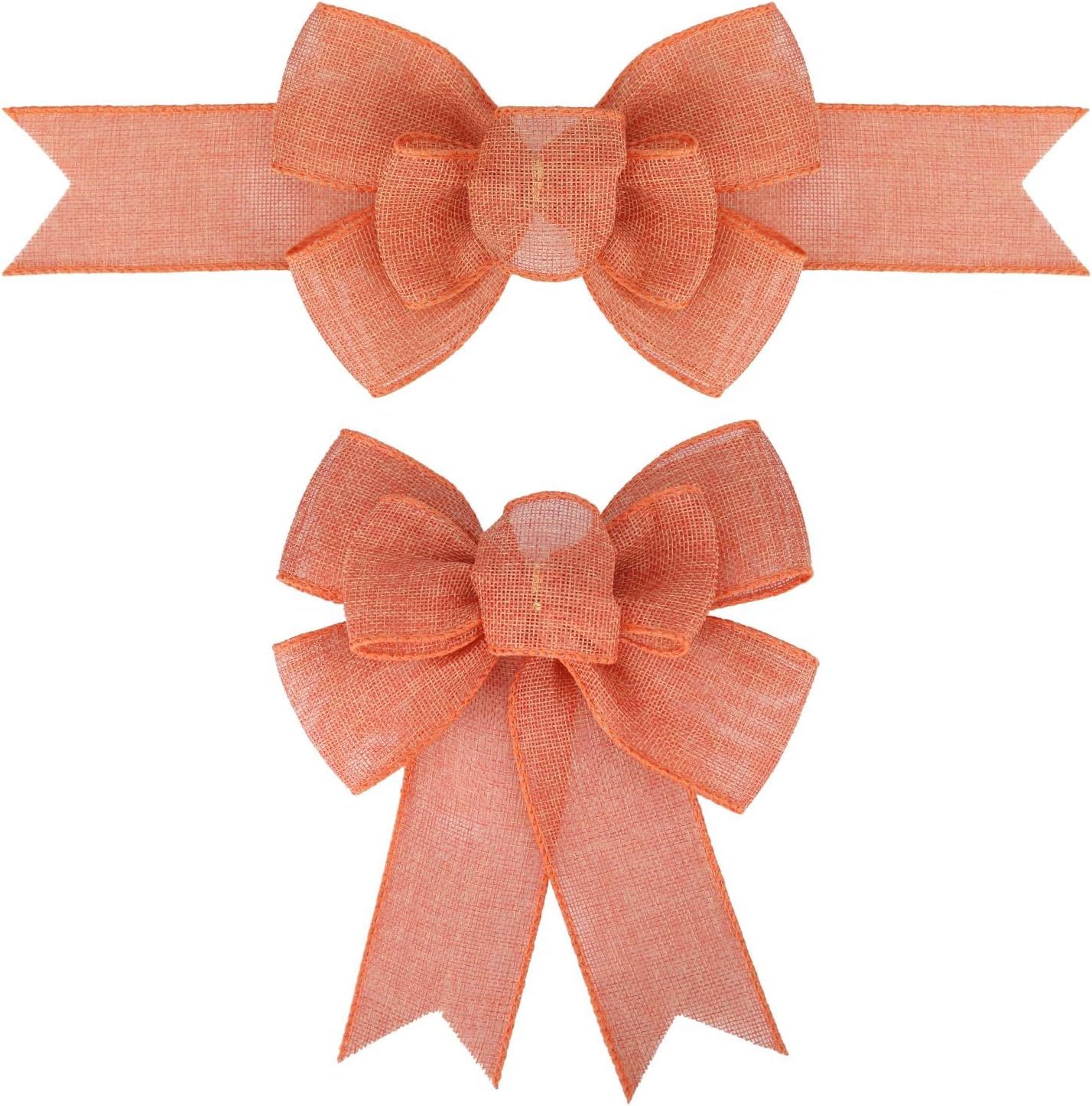 Meseey Orange Burlap Bows - 2 Pcs Premade Gift Wrapping & Holiday Decor | Perfect for Trees, Wreaths & Doors