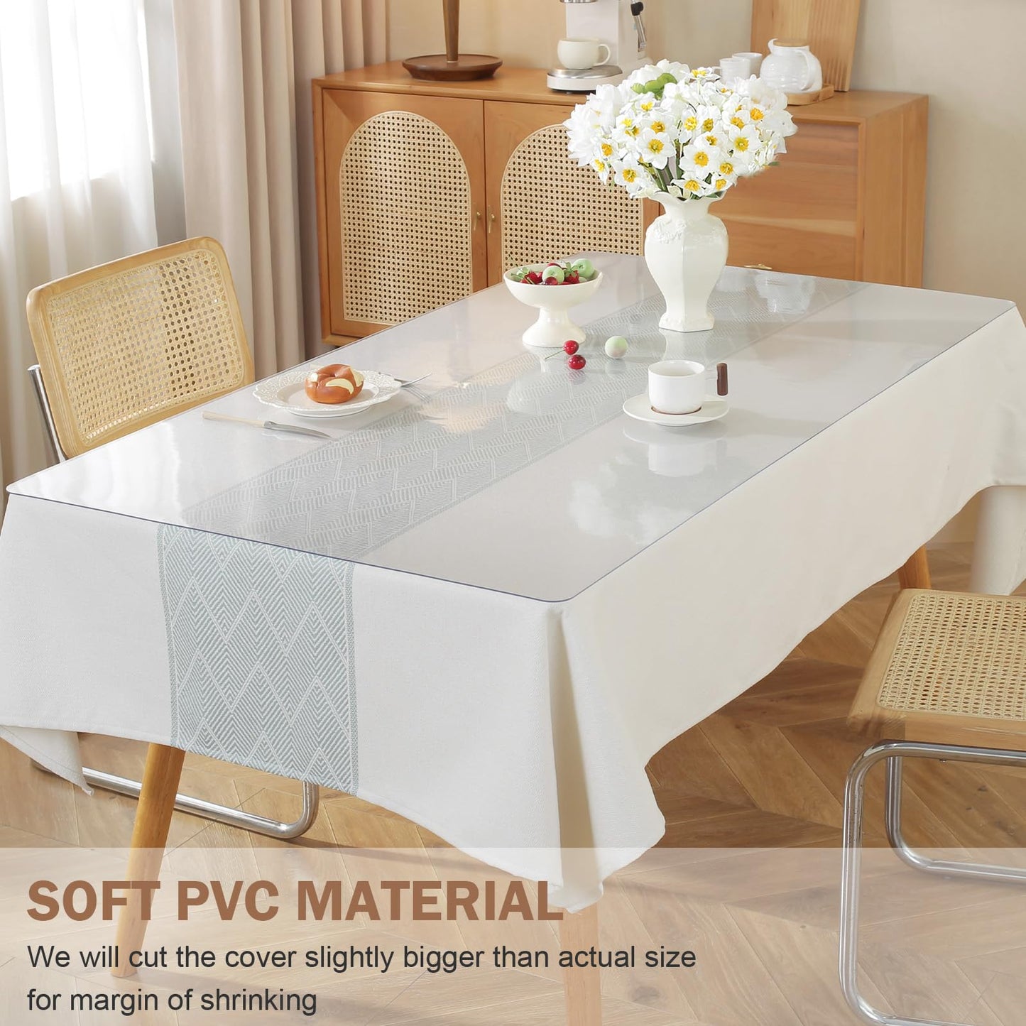 LovePads Clear Table Cover Protector, 46 x 72 Inch 2mm Thick Plastic Table Cover, Table Protector for Dining Room Table, Waterproof Dresser Cover Top for Kitchen, Coffee, Writing Desk