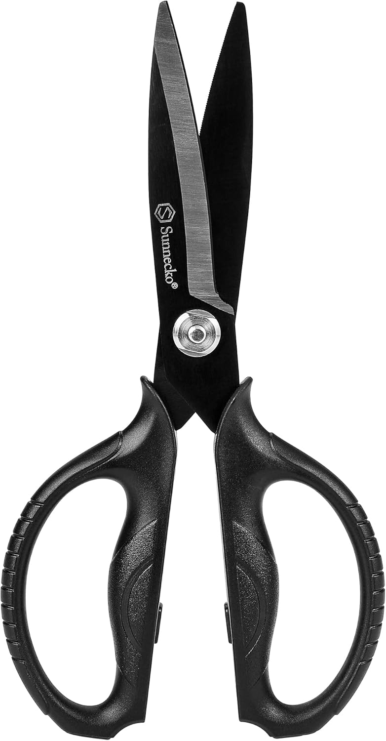 Sunnecko Kitchen Scissors - Heavy Duty Titanium Coated Shears | Micro Serrated Blades, Detachable Design