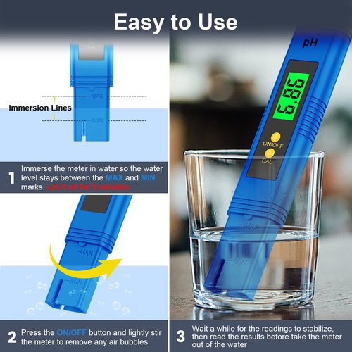 2025 All-New pH Meter for Water - High Accuracy Digital pH Tester (0.01 Precision) with UL Certification and 3 pH Calibration Powders - Ideal for Home Water, Hydroponics, Aquariums, Pools, and More