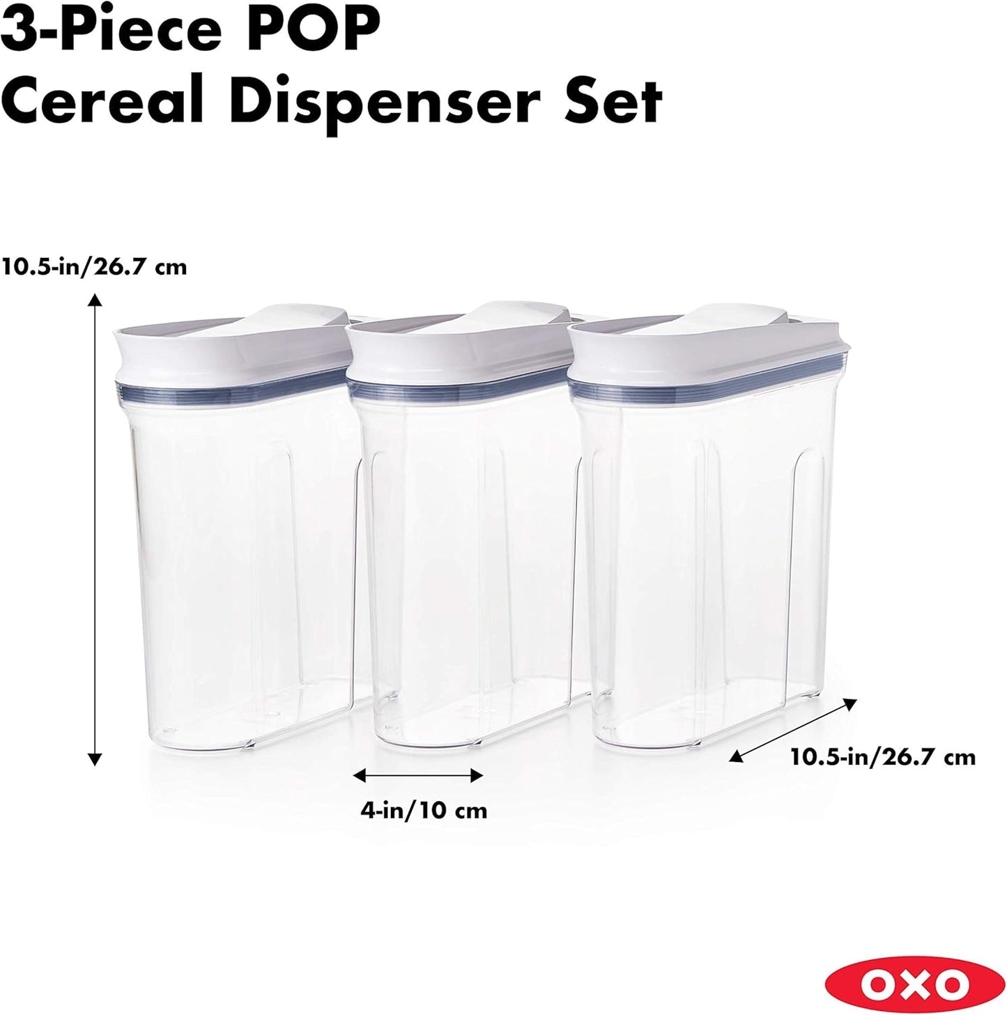OXO Good Grips Cereal Dispenser Set - 3-Piece Airtight Storage Solution for Freshness