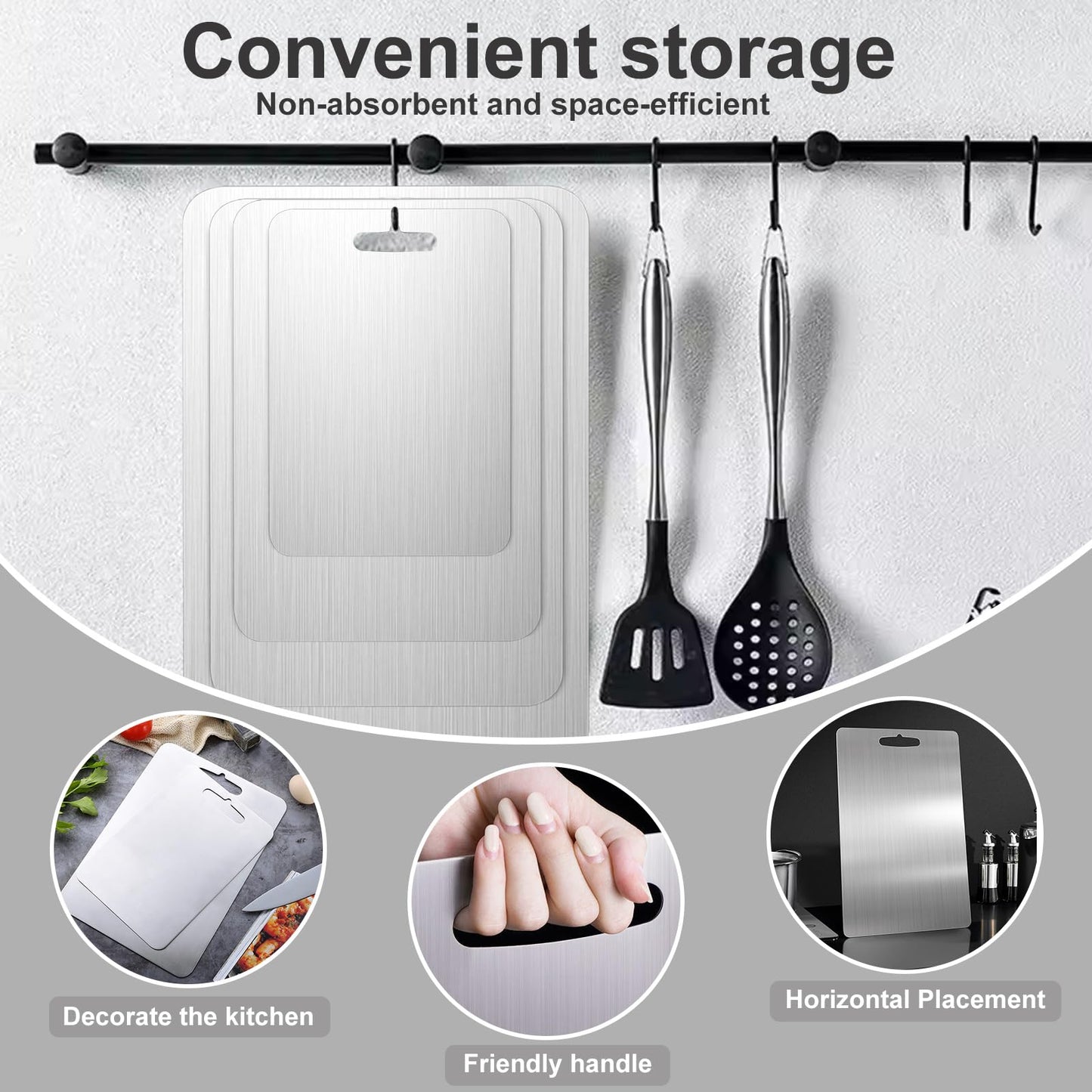 304 Stainless Steel Cutting board, Double Sided Metal Cutting Boards for Kitchen Meat Vegetables & Fruits Chopping Board Dishwasher Safe Easy to Clean(M-11.81 * 7.87in)