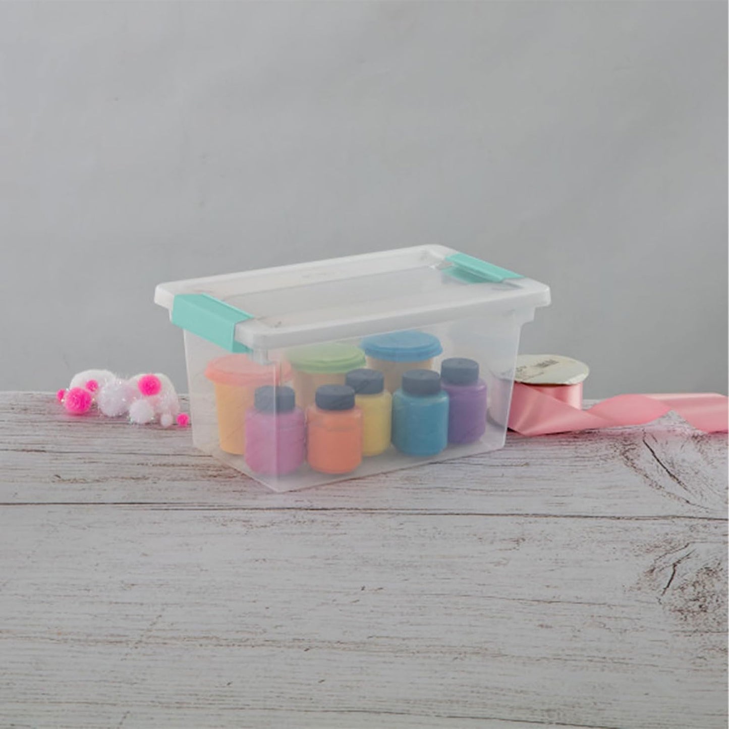 Sterilite Clip Box Set - Stackable Clear Plastic Bins with Latching Lids | Medium Storage for Arts, Crafts, and Office Organization