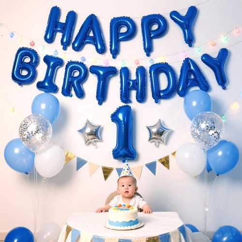 Dark Blue Happy Birthday Balloon Banner Set -16 Inch Foil Letters Balloons, Reusable Birthday Decorations and Party Supplies, Suitable for Men and Women's Birthday Decorations，Party Backdrop