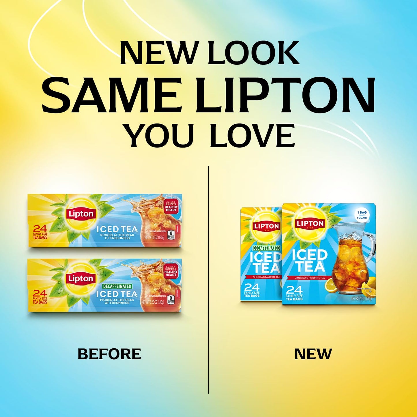 Lipton Unsweetened Iced Tea Bags, Family Size Zero Calories, 24 Total Tea Bags