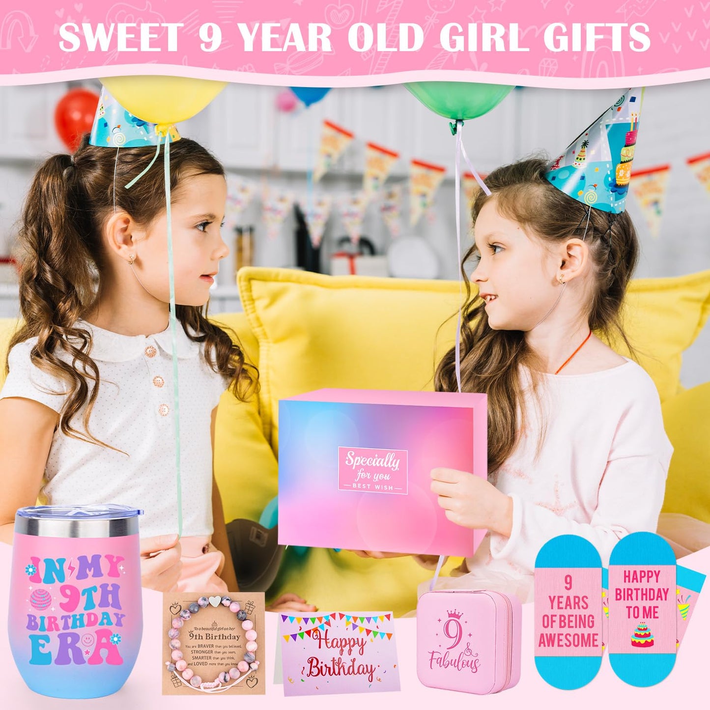 TOUPONS 9 Year Old Girl Birthday Gifts, Best 9th Birthday Gifts for Girls, Gift Ideas for 9 Year Old Girls, Happy 9th Birthday Gift, Nine Yrs Old Christmas Gifts for Daughter Niece Granddaughter