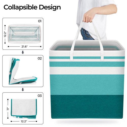 HomeHacks 2-Pack Large Laundry Basket, Waterproof, Freestanding Laundry Hamper, Collapsible Tall Clothes Hamper with Extended Handles for Clothes Toys in the Dorm and Family (Green, 100L)