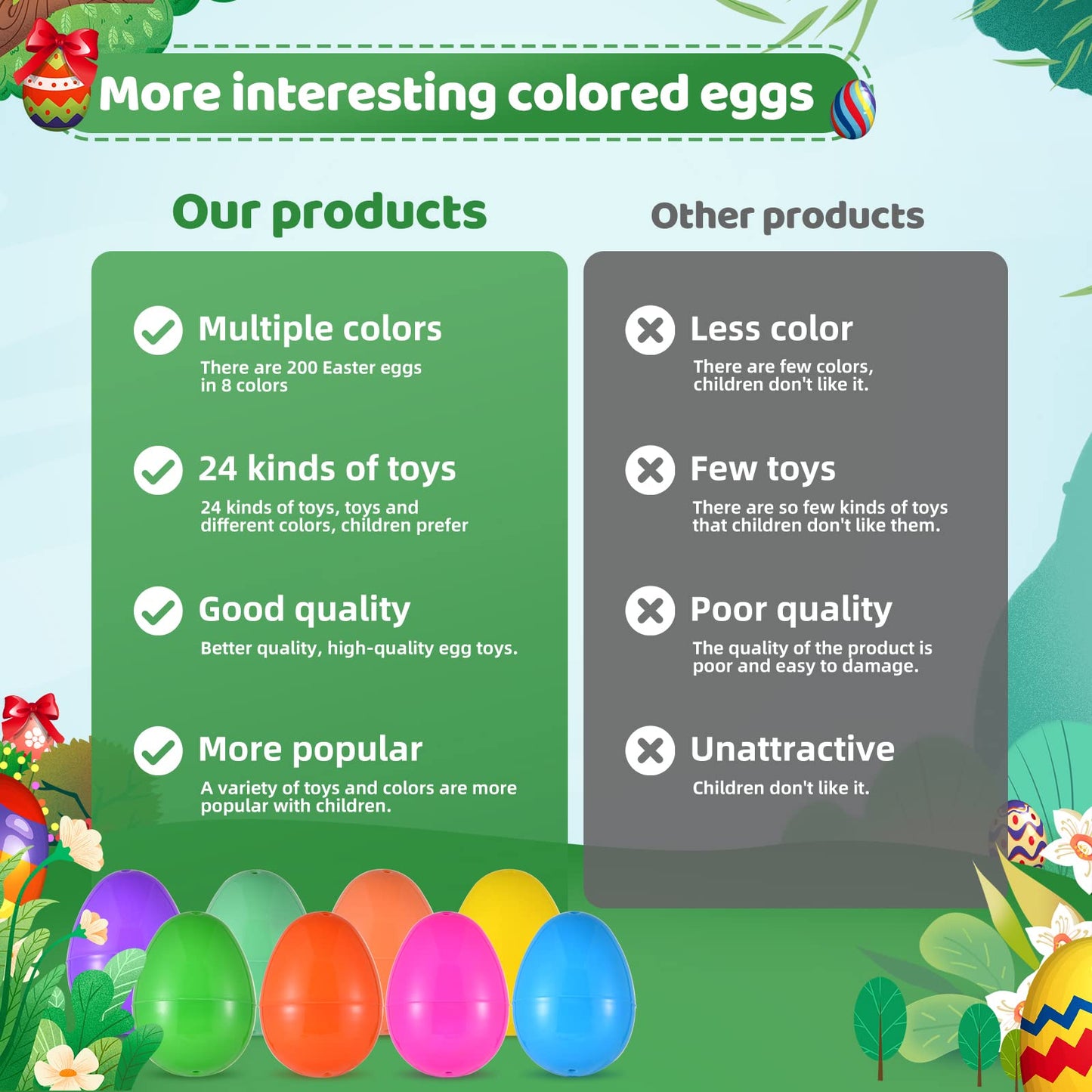 Cherislpy 200 Pack Prefilled Easter Eggs with Mini Novelty Squishy Fidget Toys Inside Assorted Toys Great for Kids Girls Boys Easter Party Favors Basket Stuffers Eggs Fillers