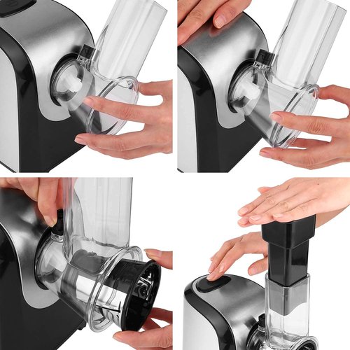 Electric Cheese Grater, 150W Electric Slicer Shredder with 5 Different Blades, One-Touch Control Salad Maker for Home Kitchen Use, Electric Cheese Grater for Block Cheese, Fruit, Vegetables, BPA-Free