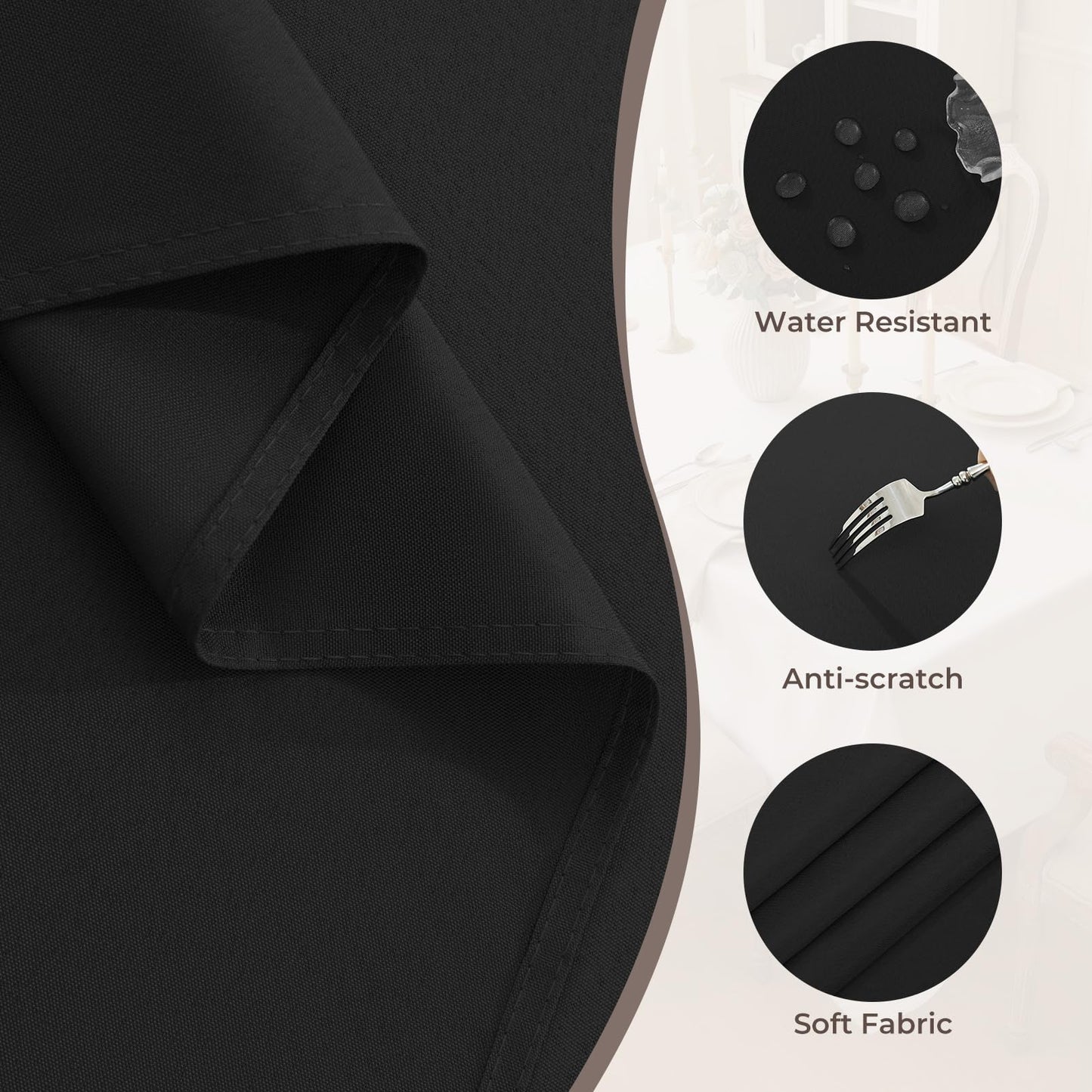 Romanstile Rectangle Tablecloth - Waterproof and Wrinkle Resistant Washable Polyester Table Cloth for Kitchen Dining/Party/Wedding Indoor and Outdoor Use (60 x 84 inch,Black)