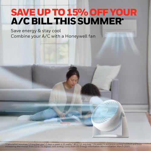 Honeywell TurboForce Air Circulator - Quiet Tabletop Fan with 3 Speeds & 90° Pivoting Head | White, HT-904